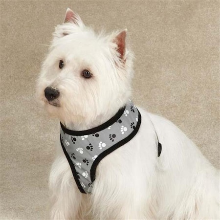Casual Canine ZA4927 16 17 Reflective Pawprint Harness Med Black